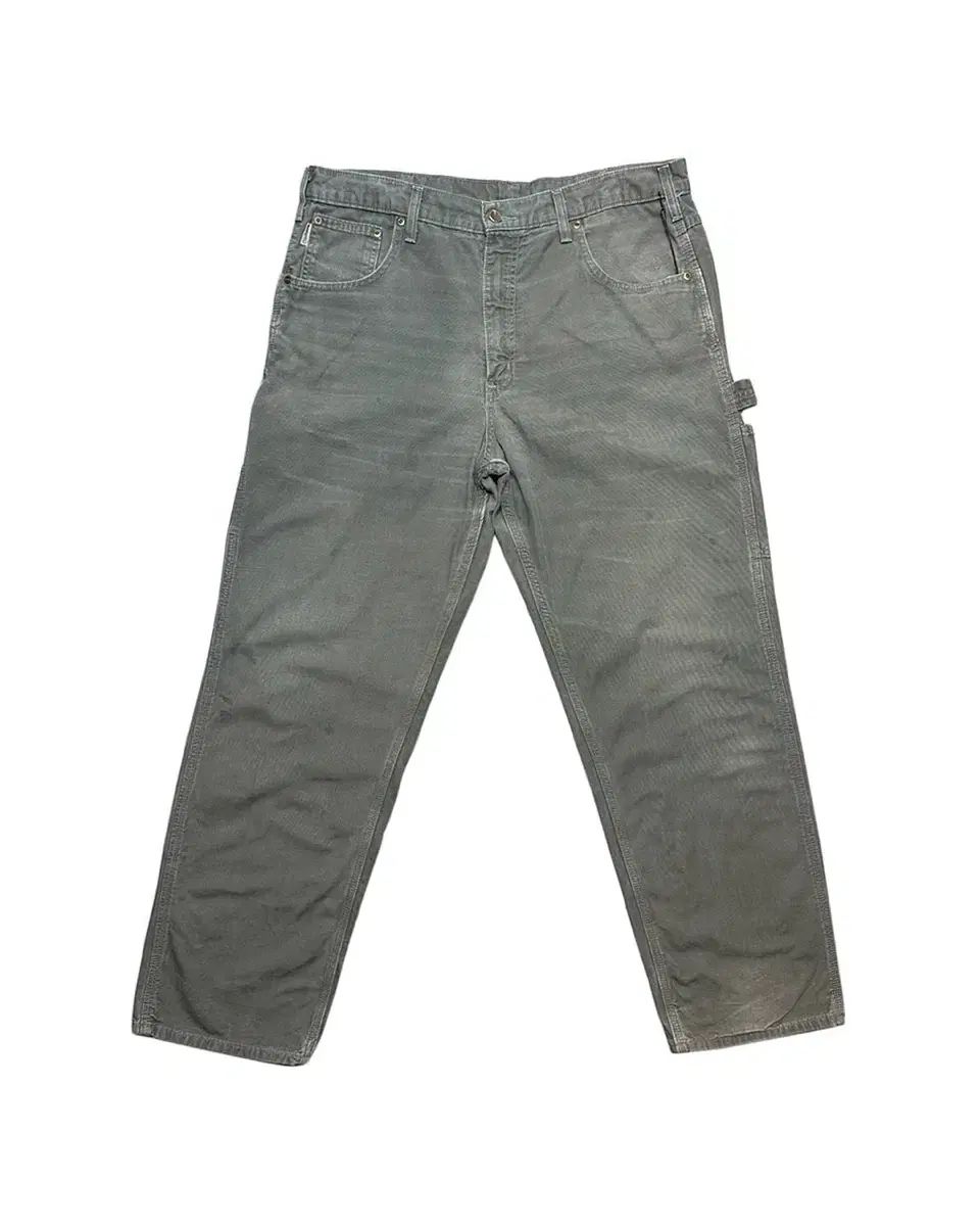 36x32 Carhartt カーハート シングルニー フェード モスグリーン カーペンター ワークパンツ