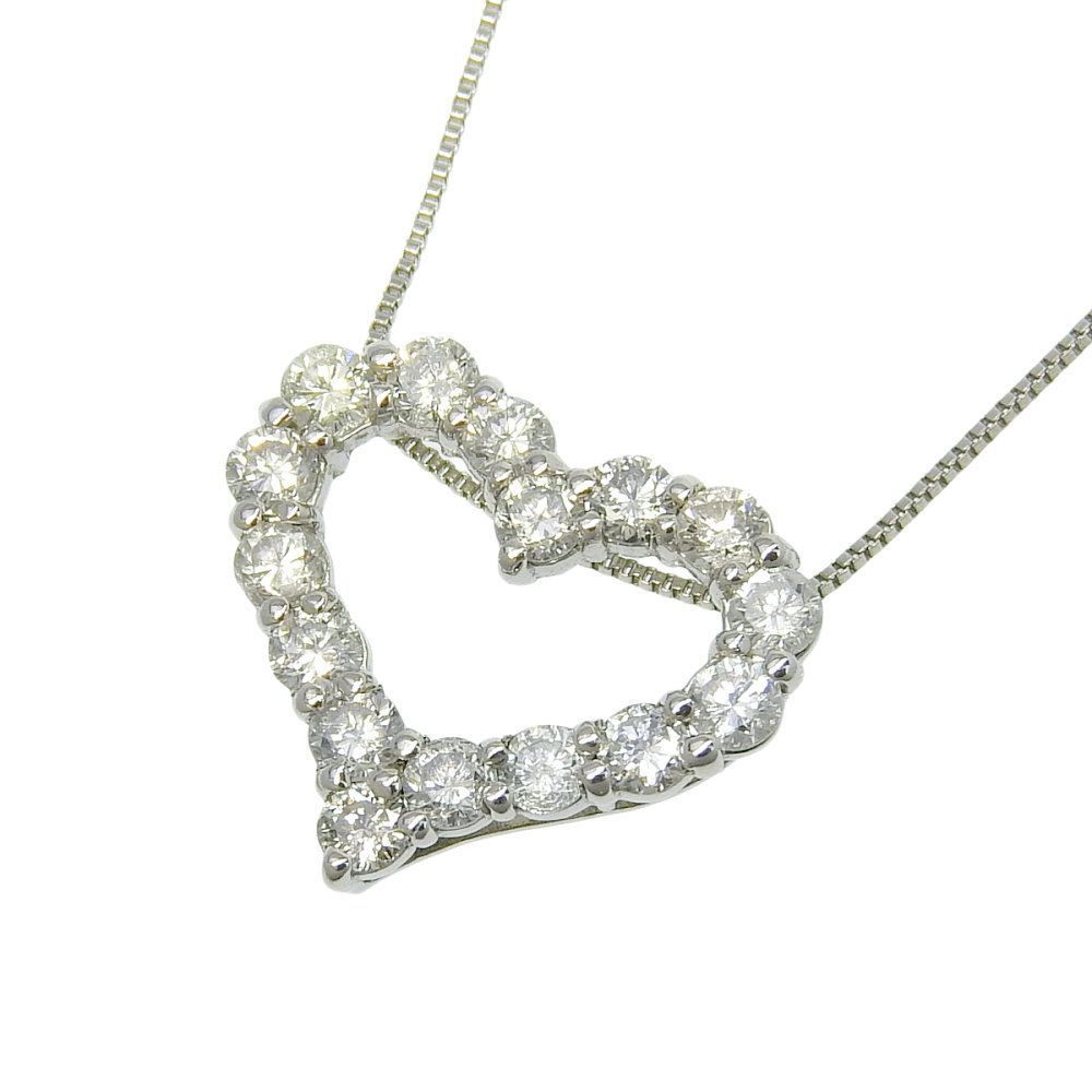 返品OK】ハートモチーフ 合計0.50ct 天然ダイヤ ネックレス 36/40cm 