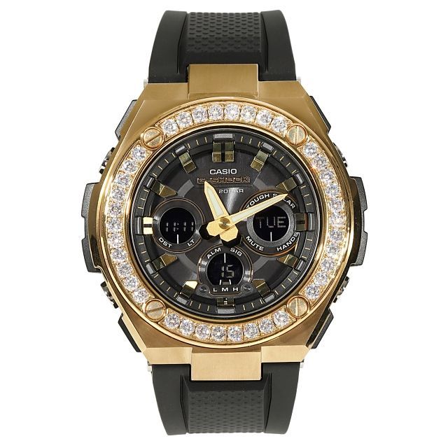 G-SHOCK GST s100G Gスチール ラージサイズ ゴールド 大粒4mmCZダイヤ 