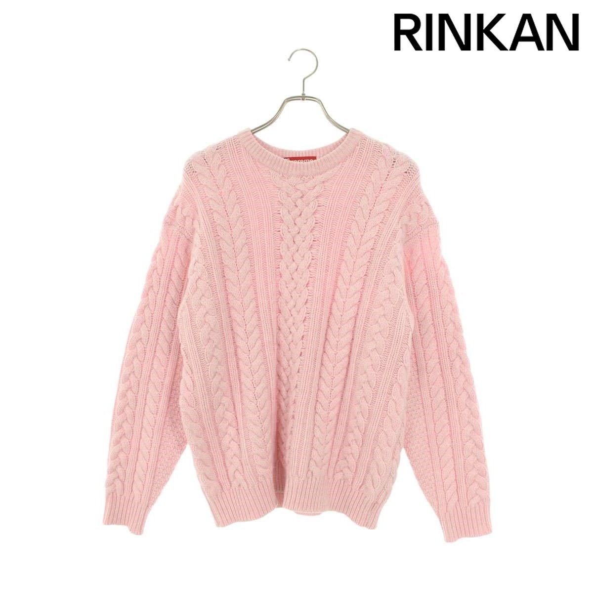 シュプリーム  23AW  Applique Cable Knit Sweater ビッグロゴケーブル編みウールニット メンズ S