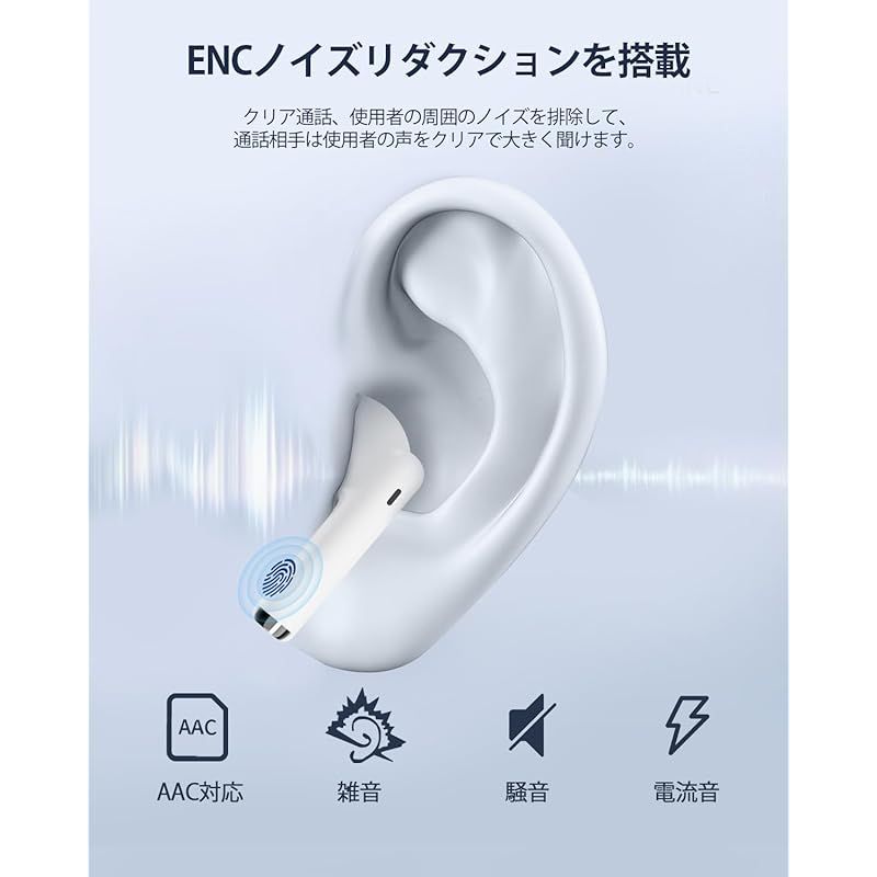 【2024新型 Bluetooth5.3イヤホン】AOKIMI ワイヤレスイヤホン bluetooth イヤホン V12 ブルートゥース イヤホン 小型/軽量 ぶるーとぅーすイヤホン Hi-Fi 最大36時間再生 CVC8.0/ENC/AAC ENC通話ノ 1