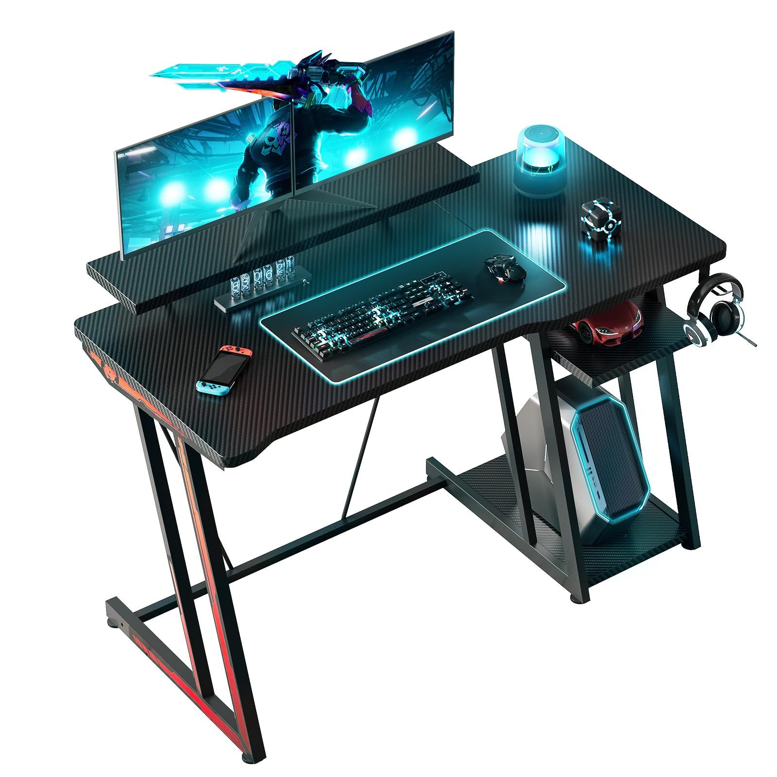 収納ラック2段付き オフィスデスク ゲーミングデスク 台下区分収納対応 ゲーミングデスク
