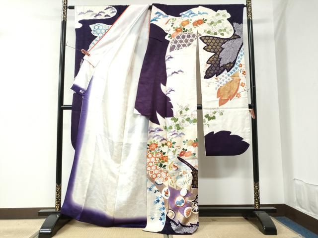 平和屋着物○創業460年・千總 振袖 駒刺繍 流水鴛鴦吉祥花丸文