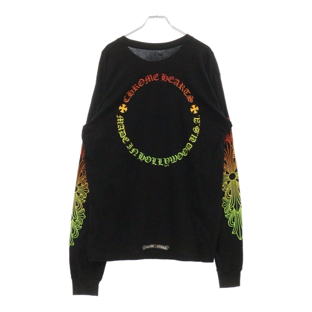 CHROME HEARTS (クロムハーツ) BACK GRAD CIRCLE LOGO L/S TEE バックグラデーション サークルロゴ 長袖Tシャツ ロンT ブラック
