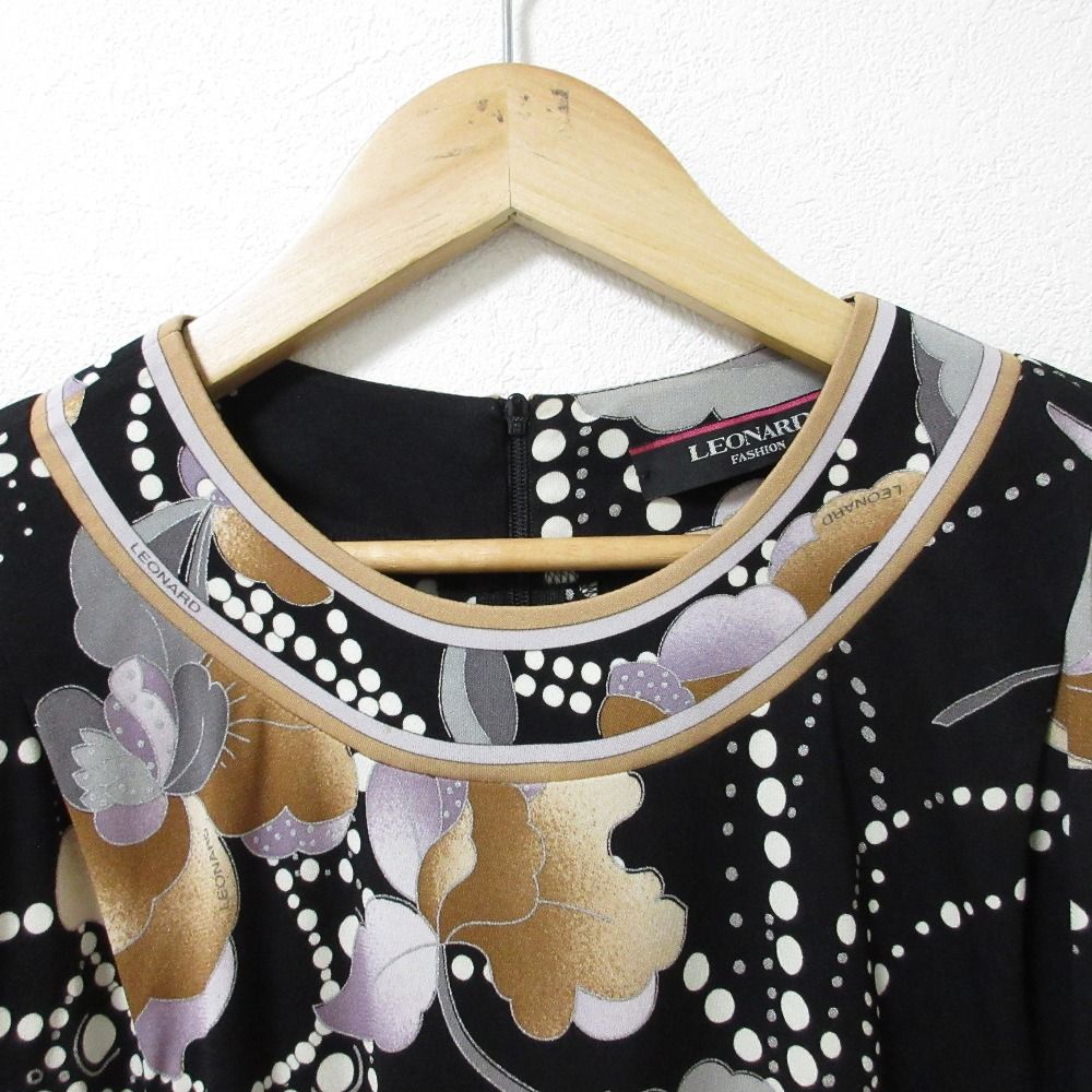 良品 LEONARD レオナール フラワープリント カンカンストレッチ ロング  