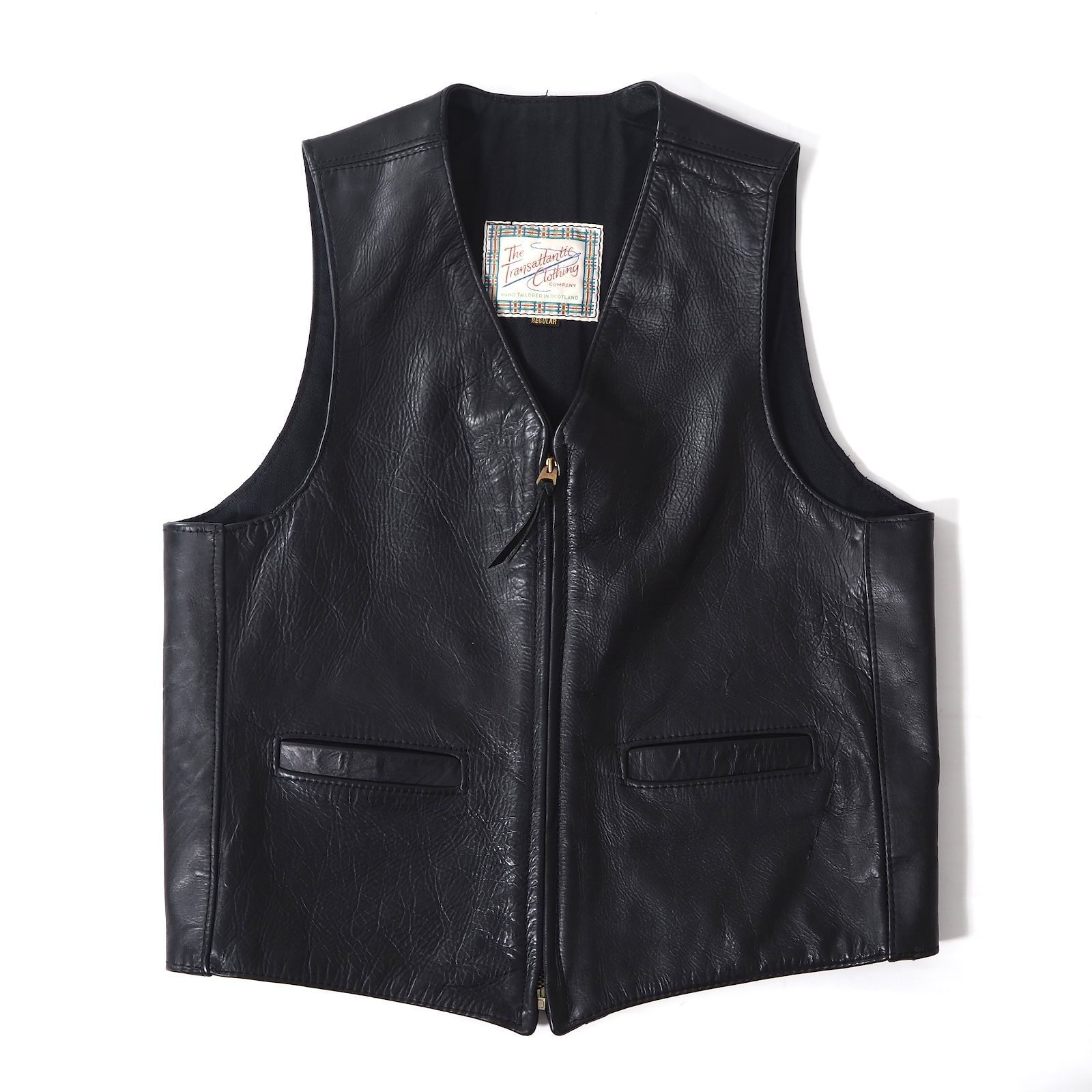 エアロレザー Aero LEATHER ヴィンテージ レザー ベスト レギュラー ブラック メンズ 4-YH020