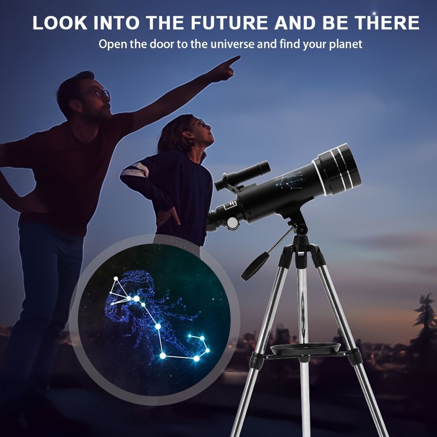 新着商品 スコーピウス星座 70mm 天体屈折望遠鏡ステンレス製三脚手動フォーカス90倍最大倍率星図スマートフォンアダプター惑星観測用バックパック付きお祭りギフトに最適CuG