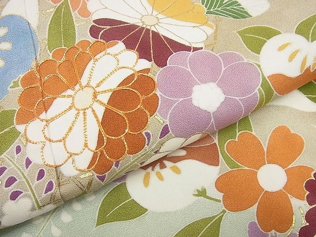 平和屋本店●極上　創業460年・千總　訪問着　駒刺繍　霞草花文　金彩　小田急扱い　逸品4s314 平和屋本店○極上 創業460年・千總 訪問着 駒刺繍 霞草花文 金彩