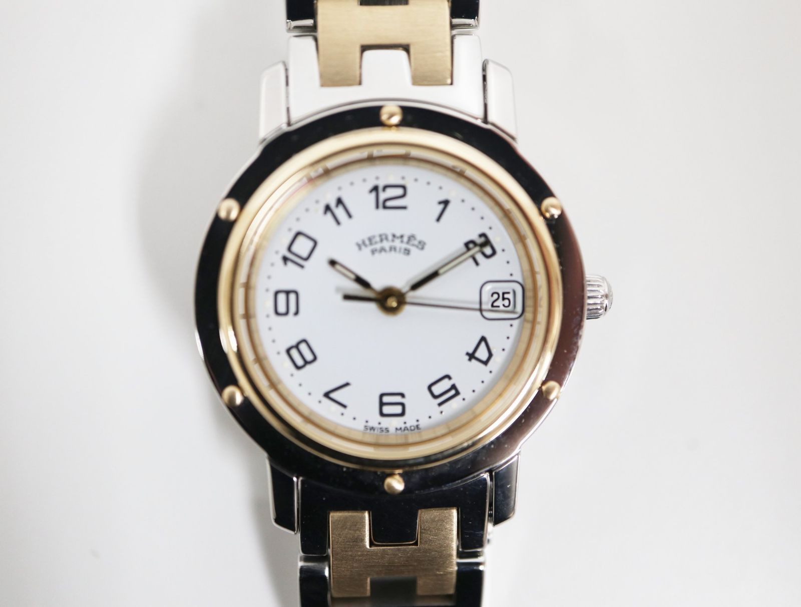 HERMES／エルメス／クリッパー ／白文字盤／電池式／クォーツ／腕時計