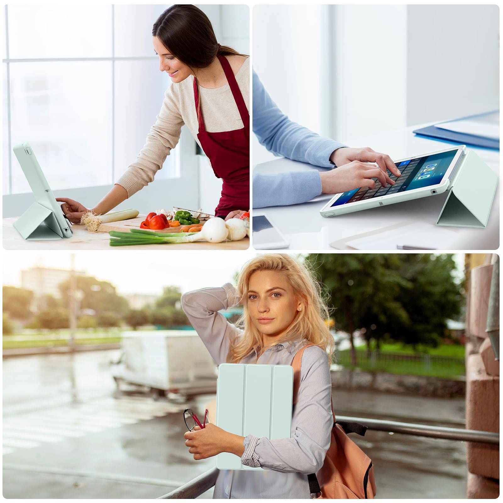 iPad 10 2インチ 2021 2020 2019 ケース 超軽量 薄型 柔らかいシリコン TPU材質 KenKe 9 カバー 傷つけ防止 耐衝撃 3段階折り畳み可 スタンド マグネット付き 自動スリープ機能 第9世代 第8