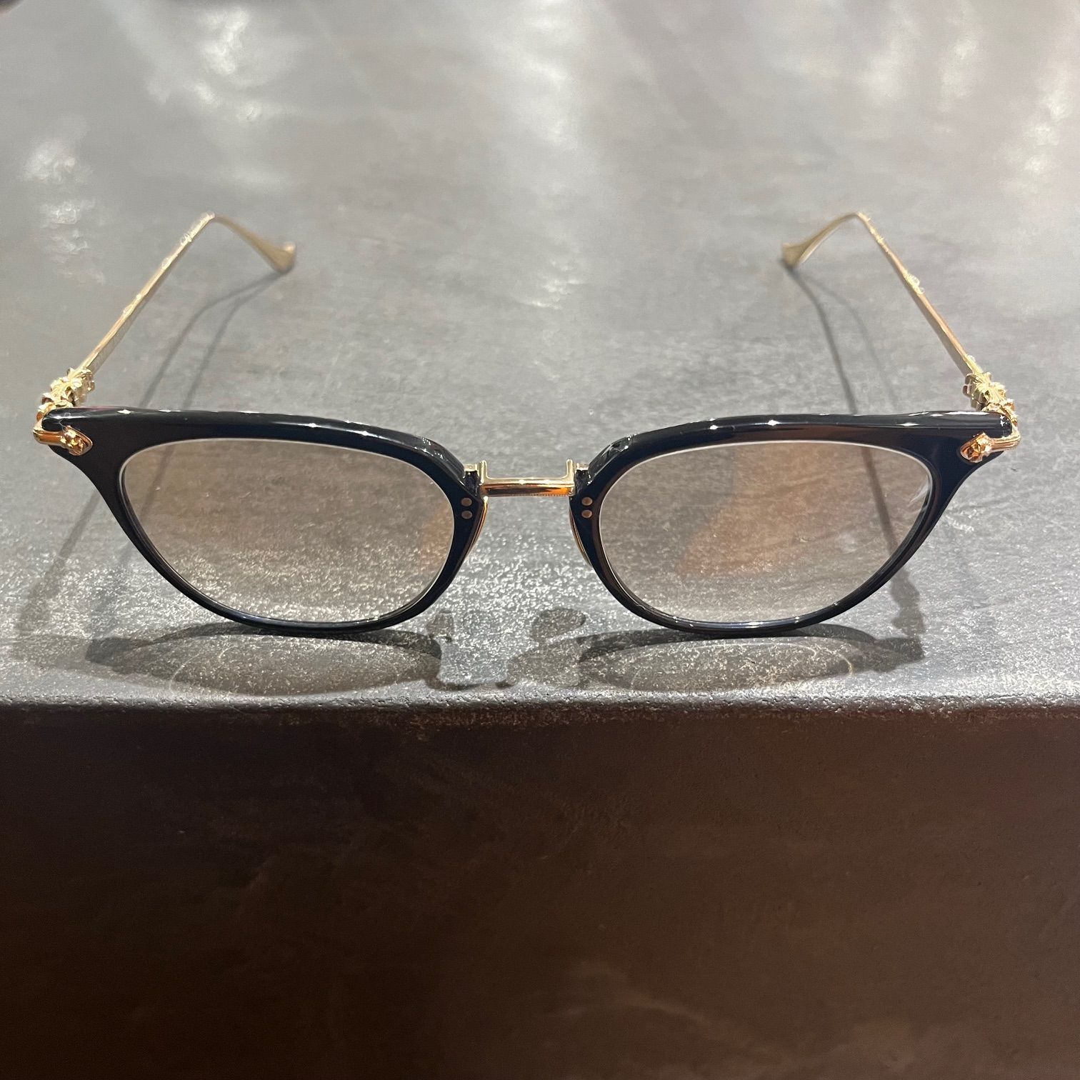 美品 CHROME HEARTS SHAGASS BK-GP ウェリントン サングラス 眼鏡 