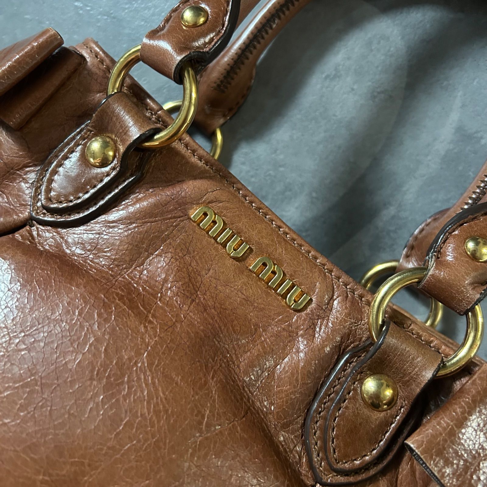 超希少❗️】miu miu レザーハンドバッグ ハンドバッグ ブラウン