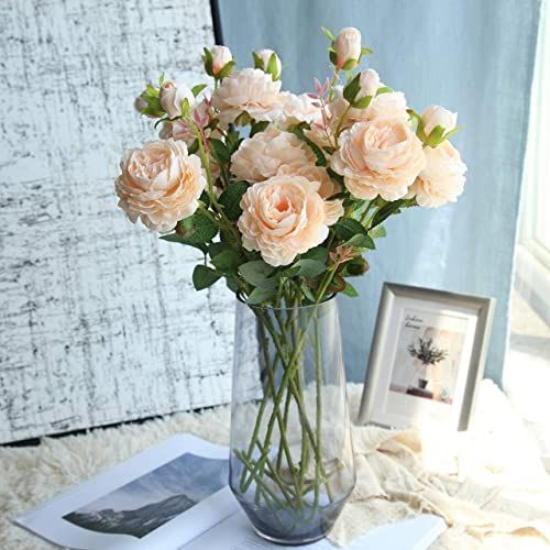 シャンパン６本 RERACO 造花 バラ ６本セット 薔薇 ローズ 花束 インテリア 飾り おしゃれ 花 ブーケ シルクフラワー プレゼント 誕生日 結婚式 お花 セット (シャンパン６本)