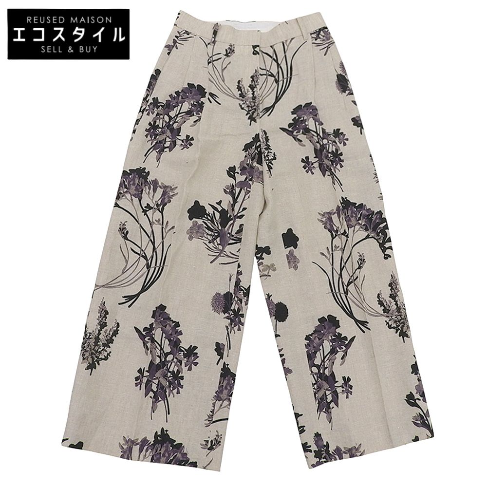 ebure エブール フローラルプリント リネン ワイドトラウザー ボトムス レディース ベージュ系 36 3910600506 36