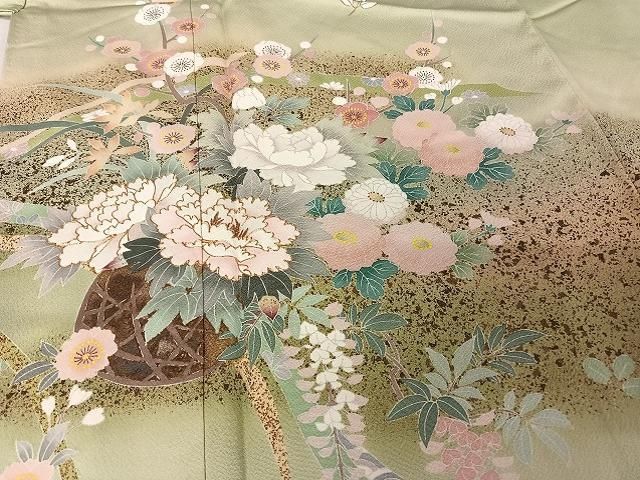 平和屋着物○染色作家 草野一騎 訪問着 スグリ 暈し染め 金彩 正絹