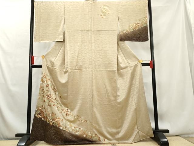 平和屋着物□訪問着 花喰い鳥 暈し染め 金彩 正絹 逸品 AAAX8193cs  