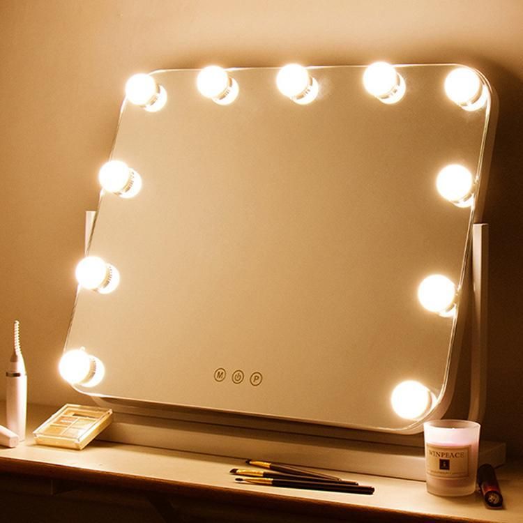 卓上ミラー 大きい led おしゃれ ライト付き ミラー タッチ操作 調光調色 化粧鏡 LEDメイクミラー ハリウッドミラー 11球 照明 メイク ドレッサー