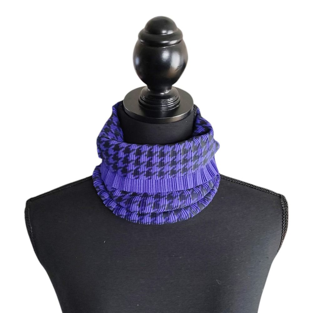 Pleats Please Issey Miyake プリーツプリーズ イッセイミヤケ 千鳥格子 ネックウォーマー スヌード PP34-AD351 パープル系 レディース 古着