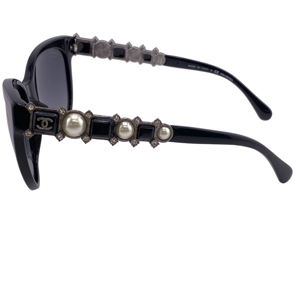 希少✨シャネル ココマーク ラインストーンフェイクパールGP サングラス 黒 CHANEL/シャネル ココマーク ラインストーン フェイクパール GP