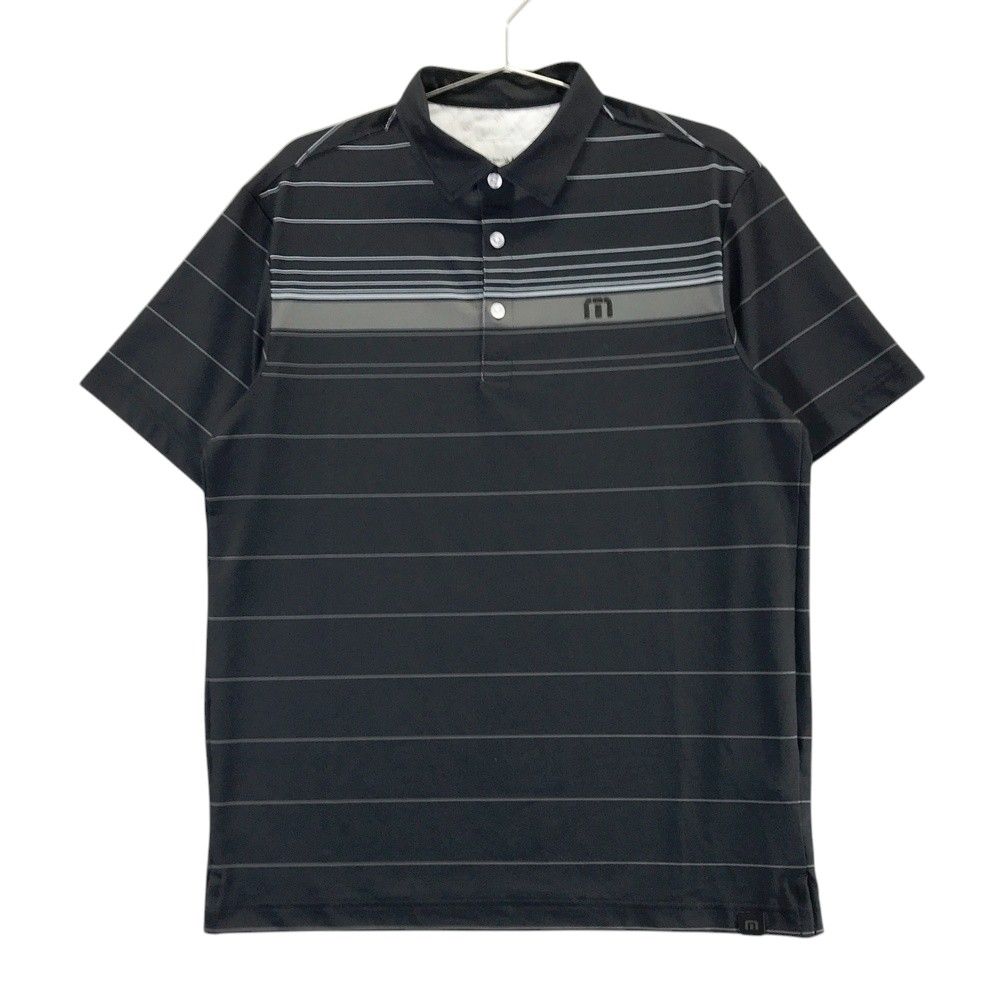 サイズ M TRAVIS MATHEW トラビスマシュー 半袖ポロシャツ ボーダー柄 ブラック系 240101521619 ゴルフウェア メンズ ストスト