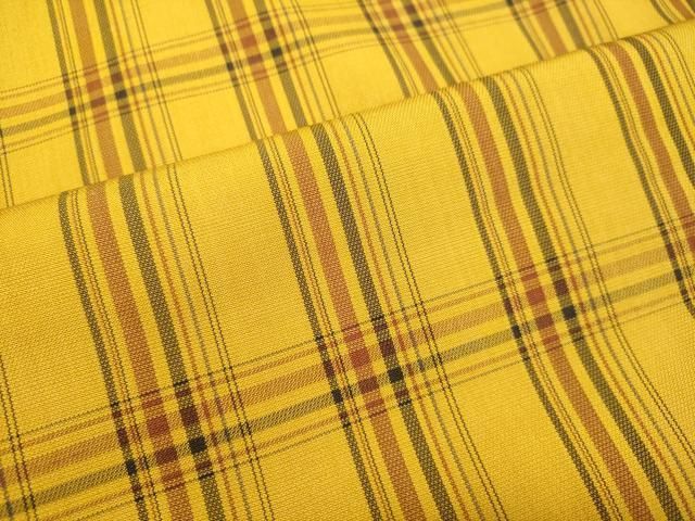 平和屋着物○本場黄八丈 紬 綾織 格子 正絹 逸品 未使用 DAAT1106tw