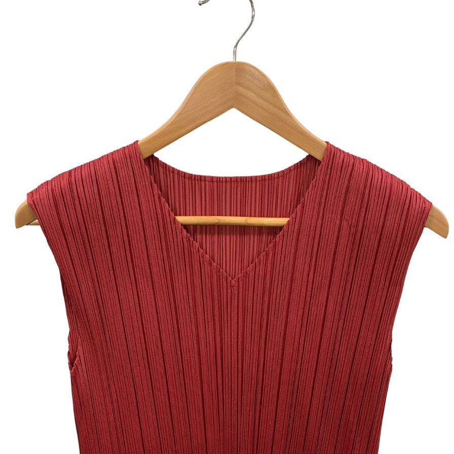 極美品◆イッセイミヤケ プリーツプリーズ カットソー PP73-JK161 トップス レッド レディース サイズ3 ISSEY MIYAKE PLEATS PLEASE 【AFB29】 PLEATS PLEASE ISSEY MIYAKE】プリーツプリーズイッセイミヤケ