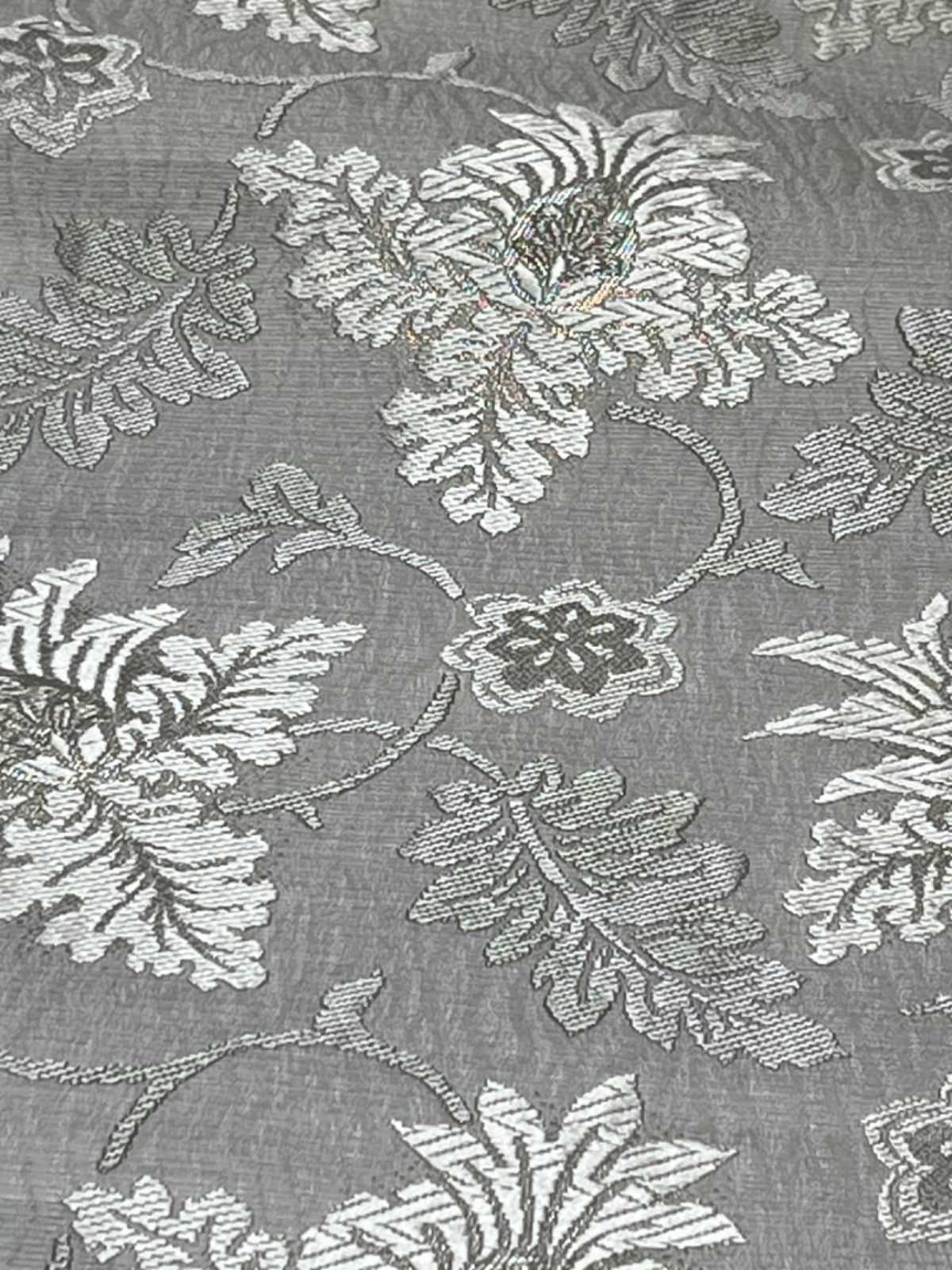 夏豪華絢爛綺麗美品長さ471cmシルバー華唐草正絹六通袋帯☆志都香☆未