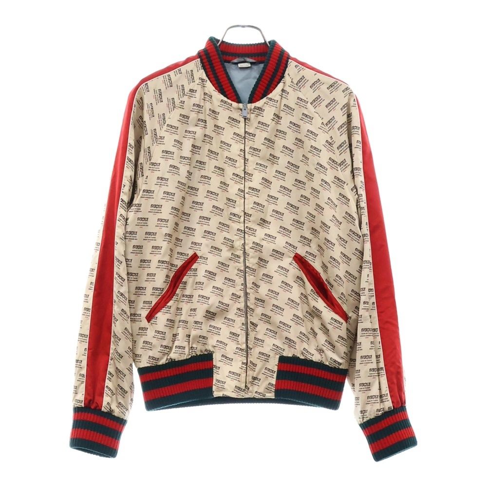 GUCCI (グッチ) ロゴ総柄 サテン バーシティジャケット トラック