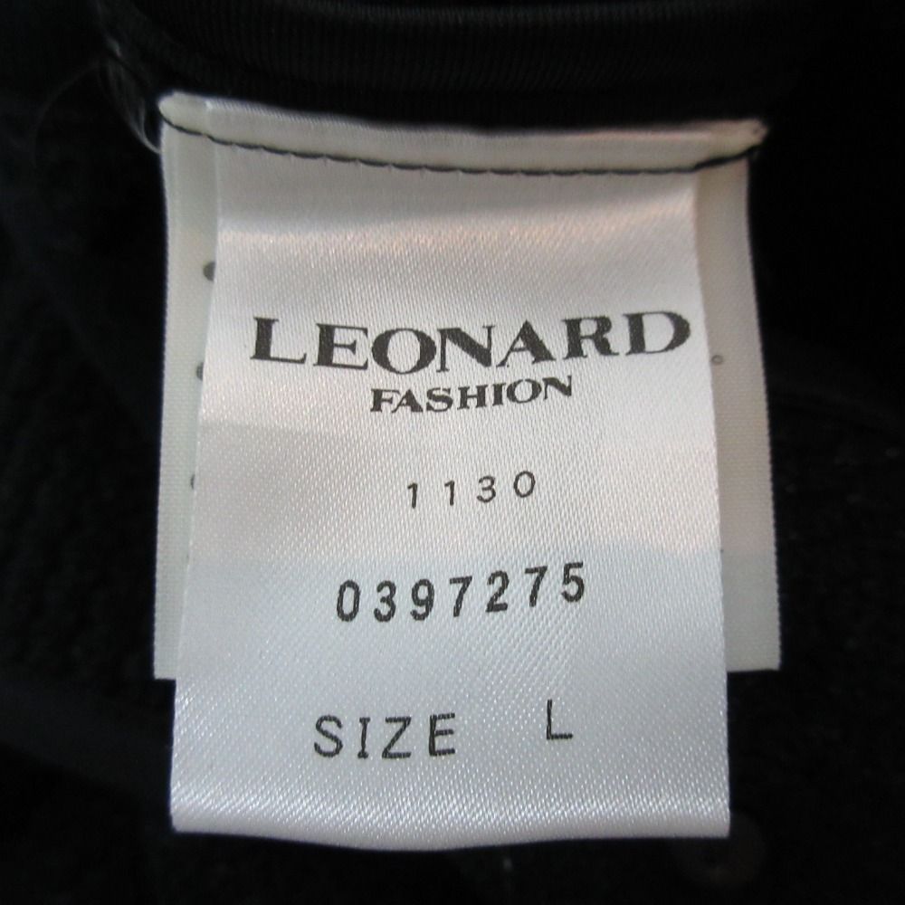 LEONARD - 良品 LEONARD レオナール フラワープリントトリム シルクブレンド ニットジャケット カーディガン サイズL ブラック レディース 古着 中古 USED 良品 LEONARD レオナール フラワープリントトリム シルク