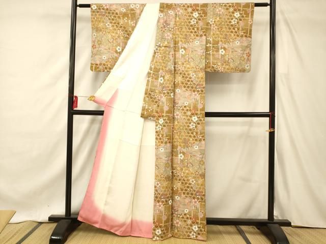 平和屋着物▽上質な小紋 更紗花文 正絹 逸品 未使用 DAAR8639fe