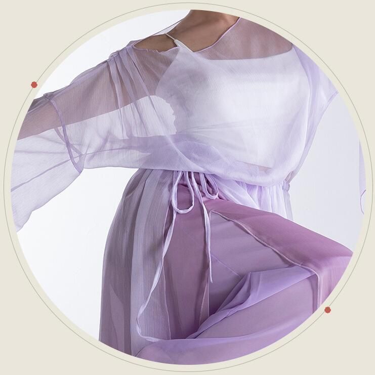 今なら送料。 ♥ 古典ダンス衣装 上下2点セット シースルーブラウス ガウチョパンツ 漢風 演出服 チャイナ服 フ 袖トップス ダンスパンツ ステージ衣装 BJ0903ML526