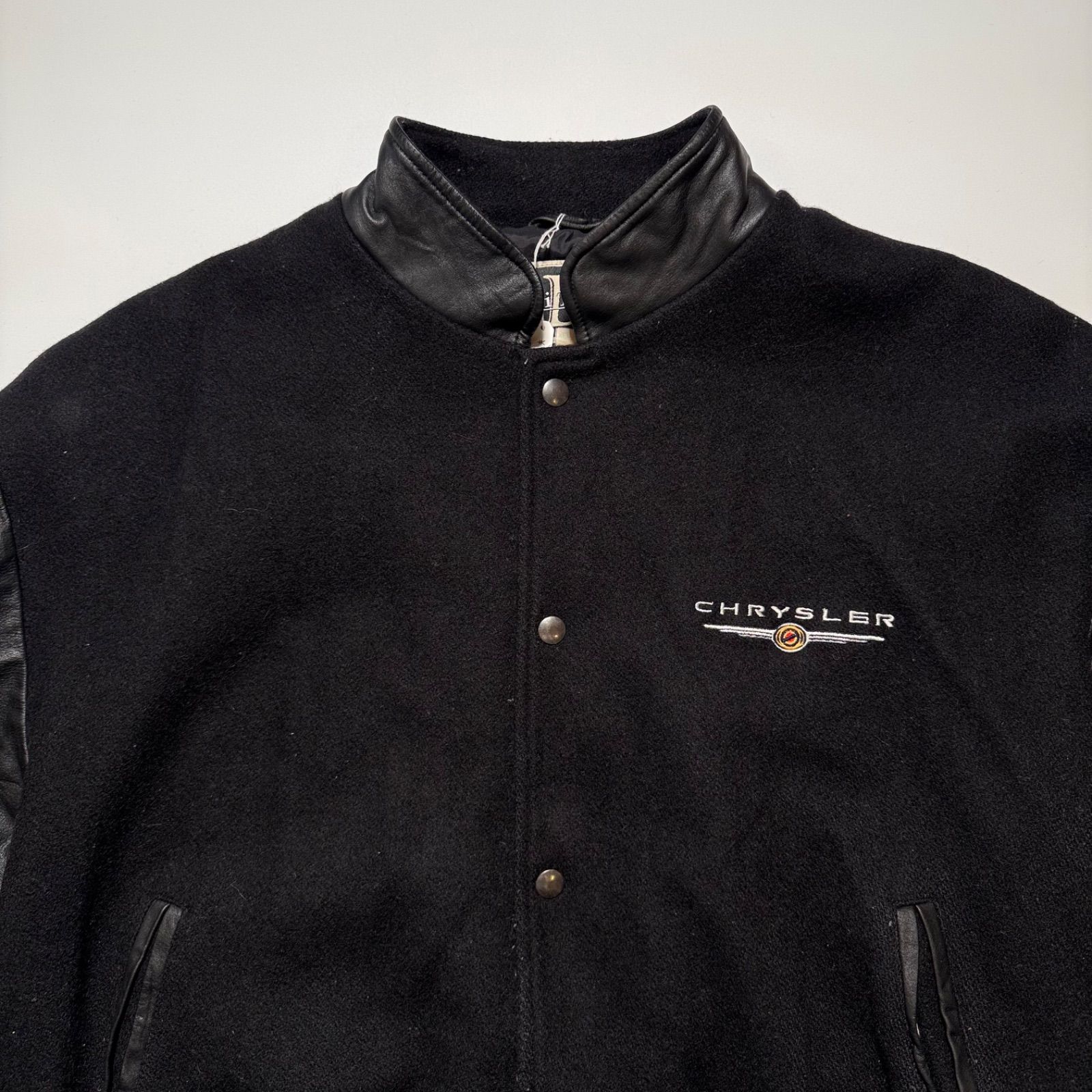 クライスラー刺繍 ブラックウールレザースタジャン カナダ製