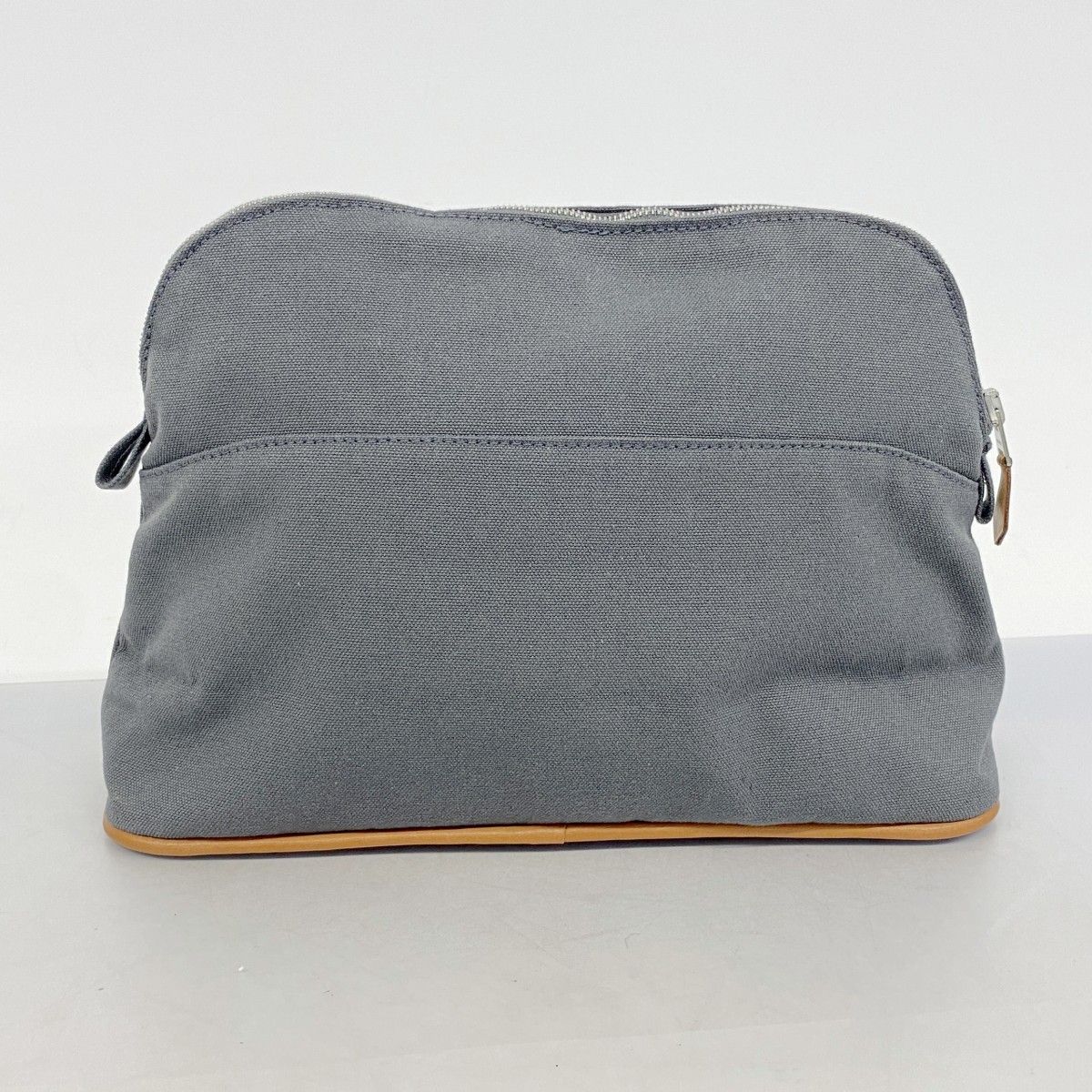 P2 美品　エルメス　HERMES　グレー キャンバス ボリードポーチ MM 5hc2635-h】エルメス ポーチ ボリードポーチ キャンバス グレー