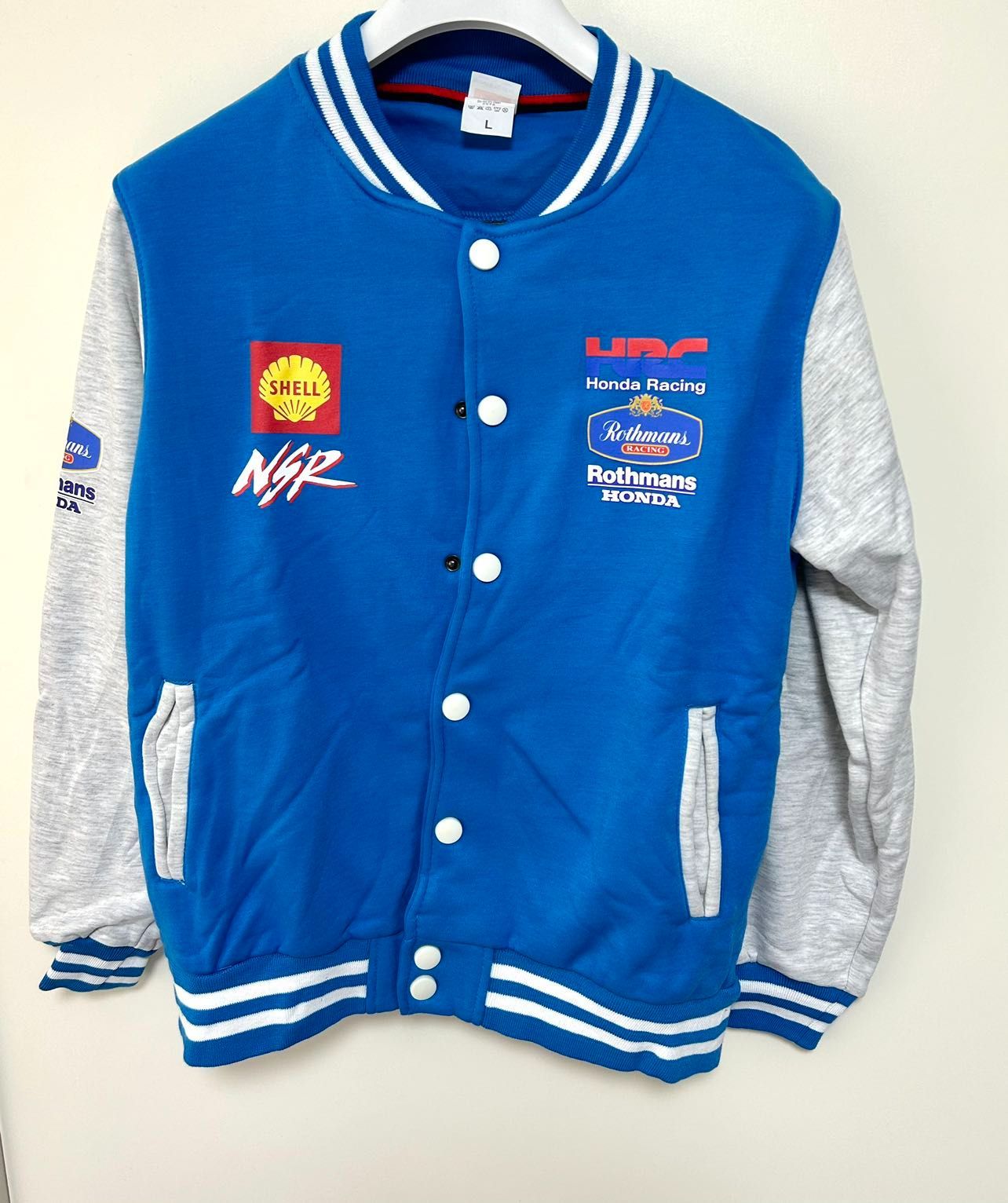 アウトレット新品 L ロスマンズ Rothmans x honda HRC MotoGP ジャケット スタジャン オートバイ レーシング アウトドアスポーツ