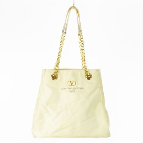 ヴァレンティノ ガラヴァーニ VALENTINO GARAVANI sport ハンドバッグ ショルダーバッグ ナイロン チェーンショルダー ロゴ 刺繍 白 アイボリー |CK10 GY11