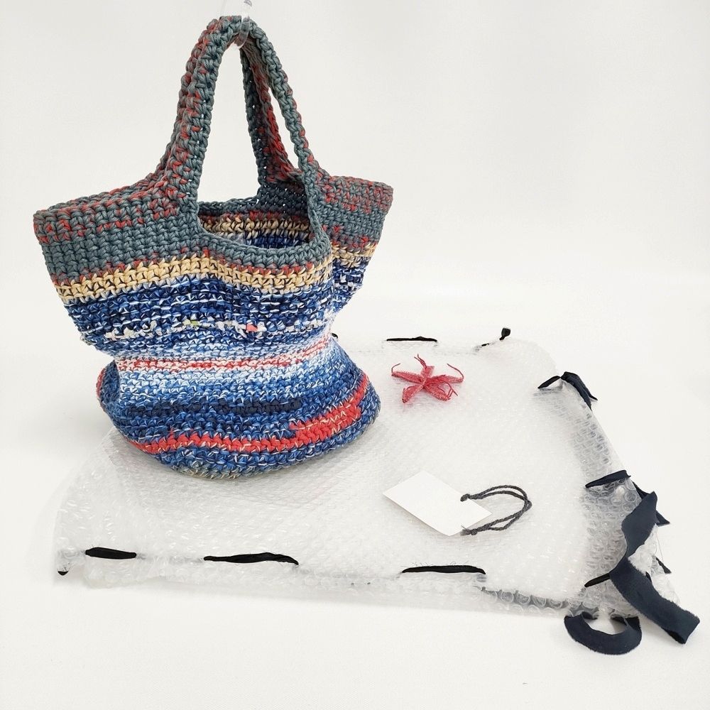 Danielagregisダニエラグレジス　クロシェ編みミトン 手袋 DANIELA GREGIS 裂き編み クロッシェ トートバッグ ブルー グレー