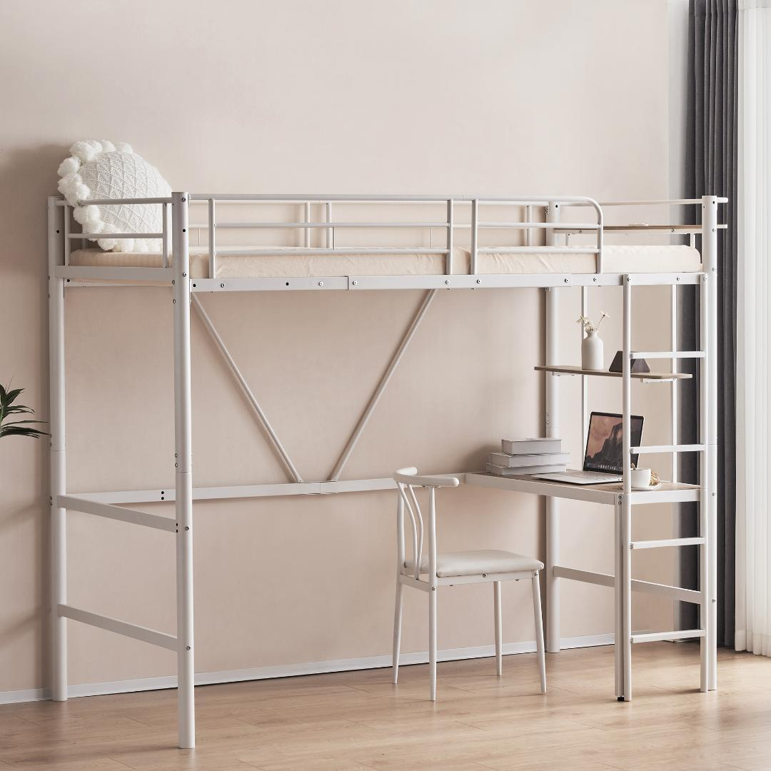 ロフトベッド パイプベッド シングル 木 収納 北欧風 子供部屋 送料