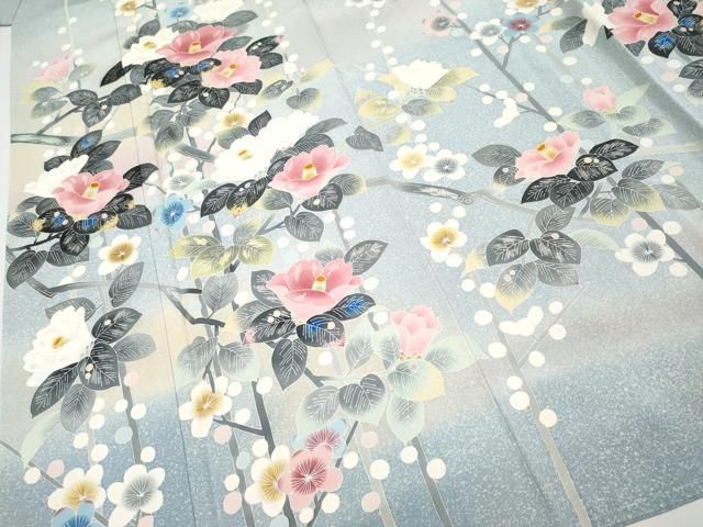 平和屋本店□極上 人間国宝・羽田登喜男 訪問着 椿 梅 暈し染め