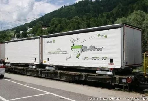 鉄道模型 1|150 レーティッシュ鉄道 長物車 R-w コンテナ積載 4両セット 10-1892