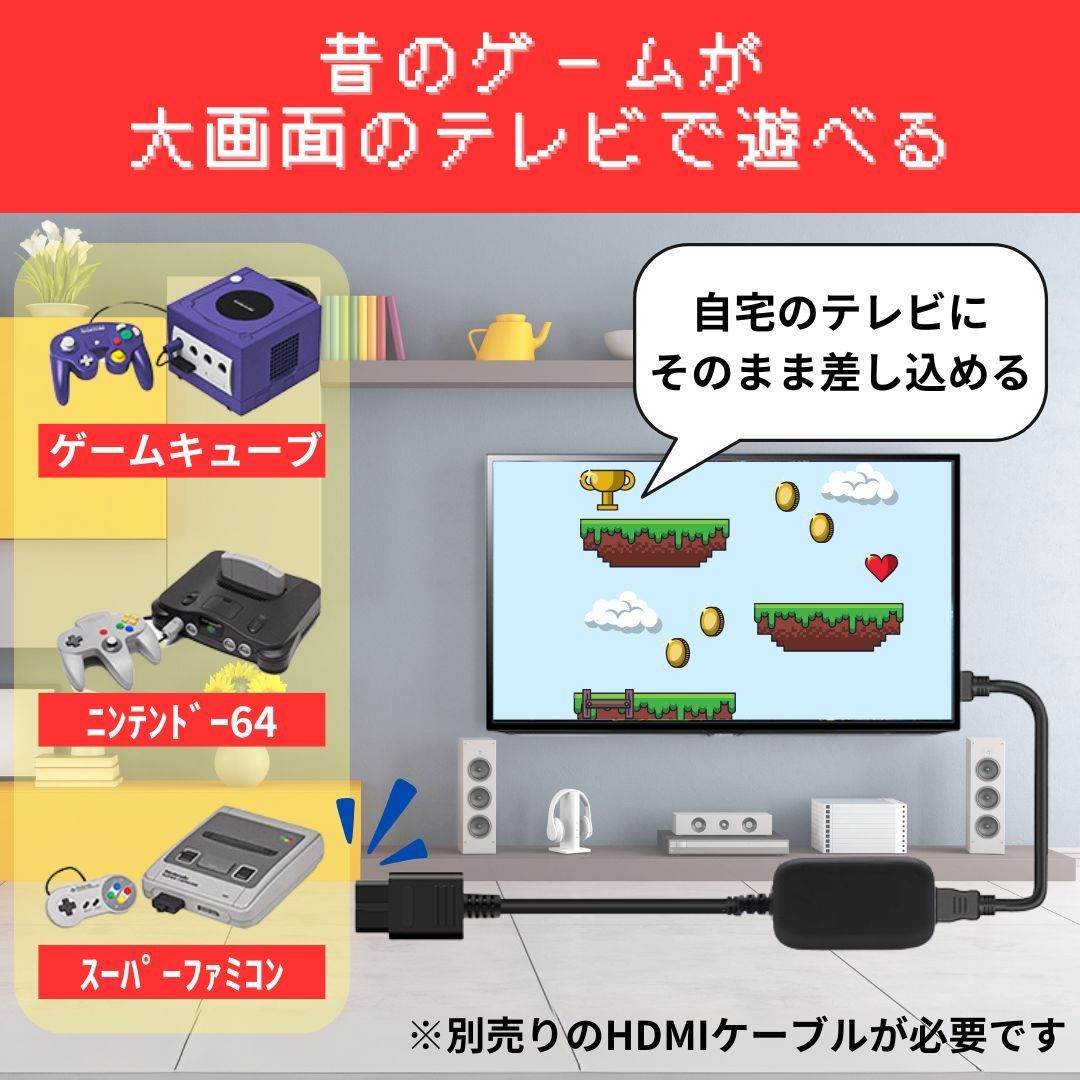 スーパーファミコン ゲームキューブ Nintendo64 対応 HDMI コンバータ 