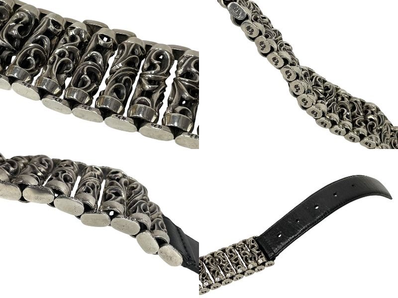 クロムハーツ　ローラー ベルト レザー ブラックW34 新品未使用 正規品 CHROME HEARTS クロムハーツ ローラーリンクベルト サイズ34