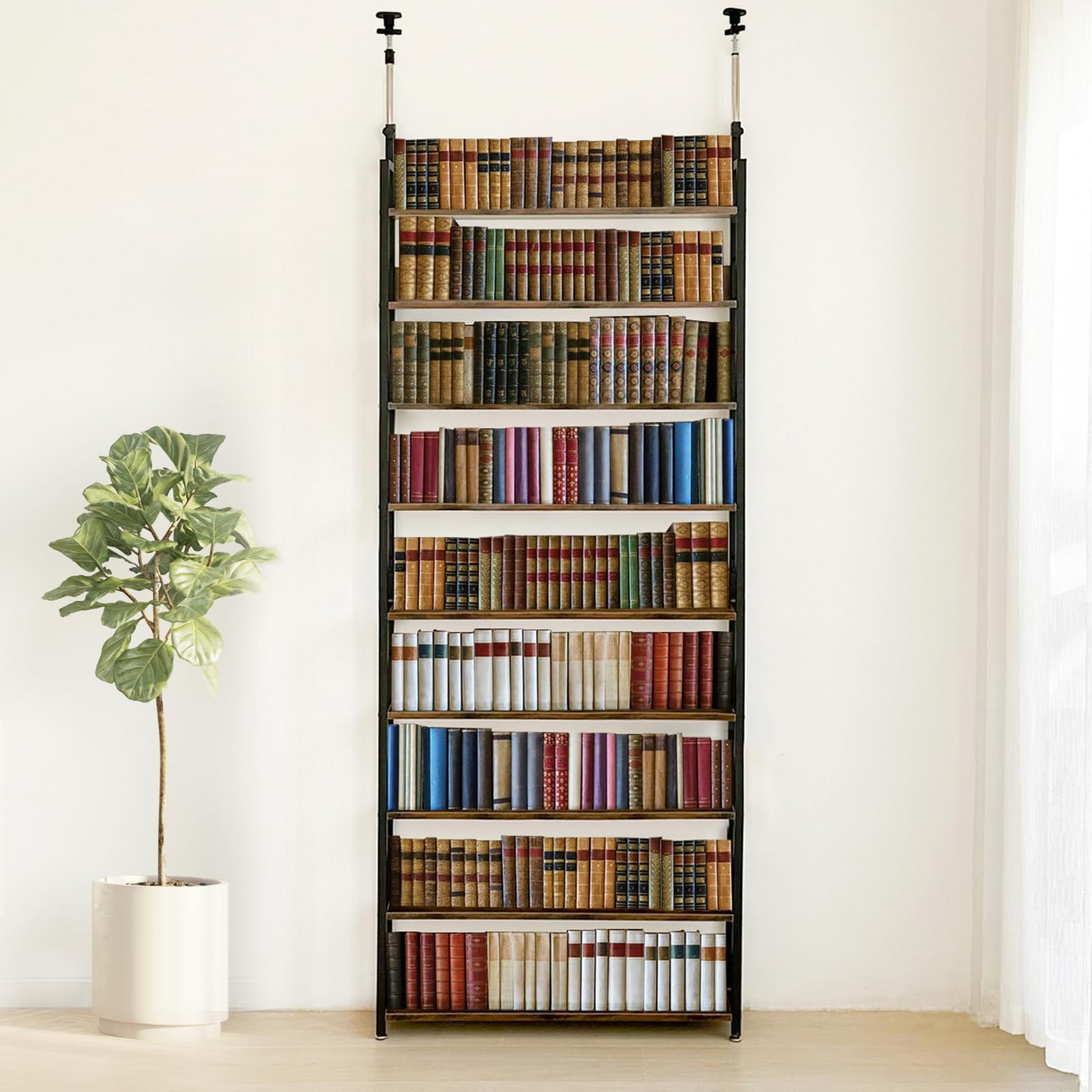 伸縮ディスプレイラック ダークブラウン 伸縮式ラック SLIDE SHELF 高