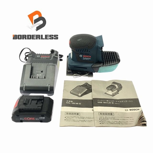BOSCH ボッシュ 18V コードレス吸じんオービタルサンダー GSS18V-LI バッテリ1個 4.0Ah 充電器付 電動工具 106047