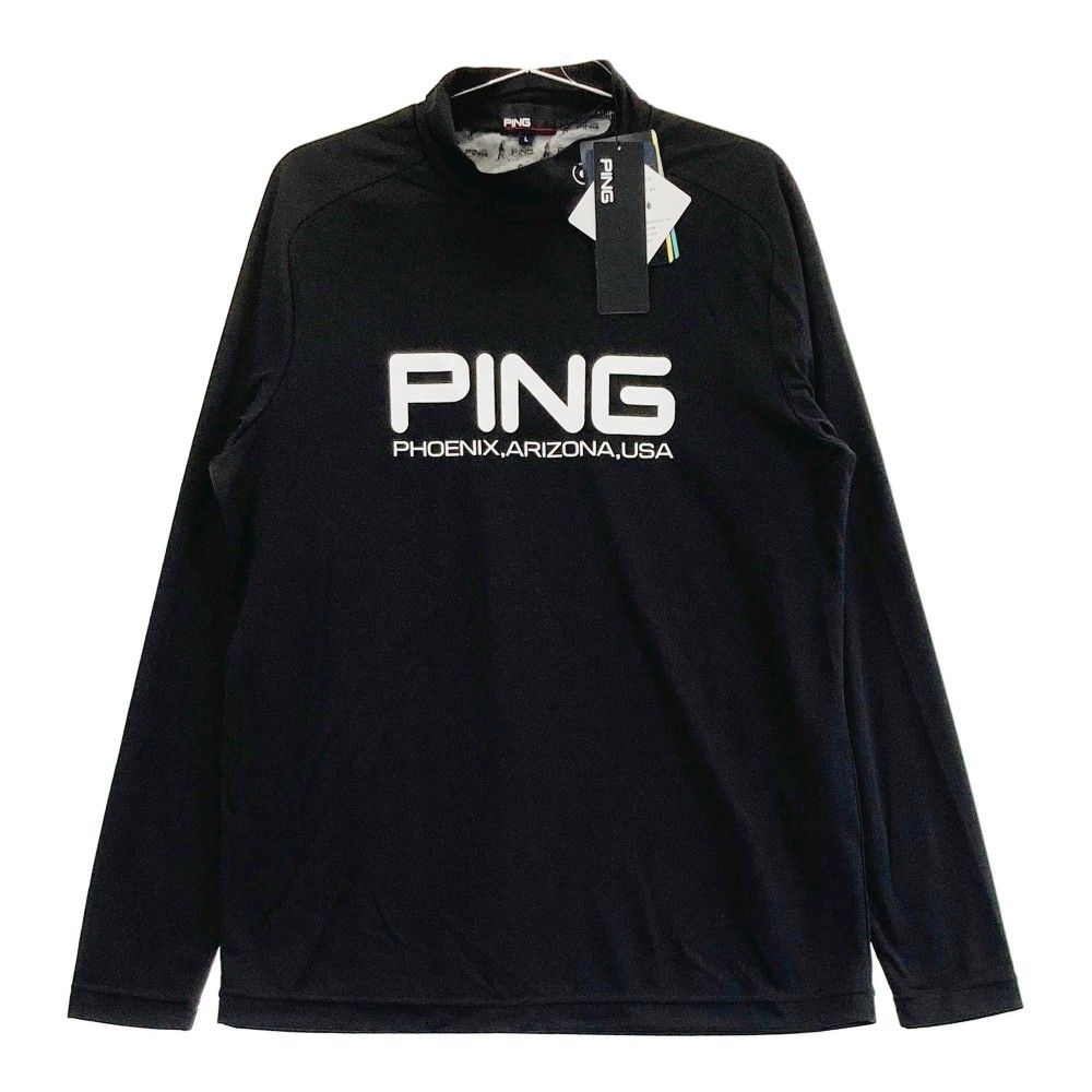 サイズ：L PING ピン 2023年モデル ハイネック 長袖Tシャツ  ブラック系 [240101329362]# ゴルフウェア メンズ ストスト