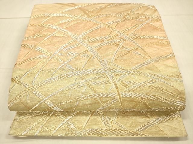 平和屋着物＊夏物　六通柄袋帯　幾何学文　金銀糸　正絹　逸品　CAAW9042oy 平和屋着物＊夏物 六通柄袋帯 幾何学文 金銀糸 正絹 逸品