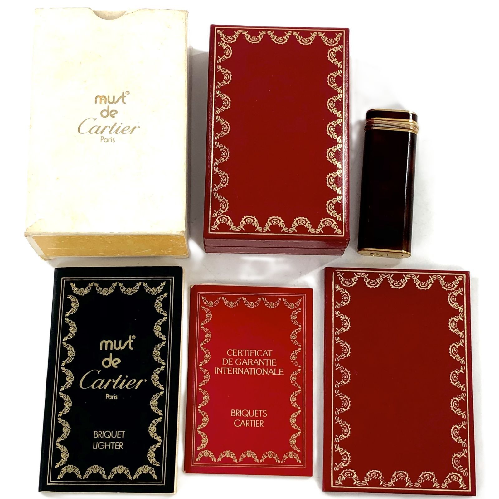 Cartier カルティエ ガスライター トリニティ ブラウン 火花 済み 付属品付き PF-313