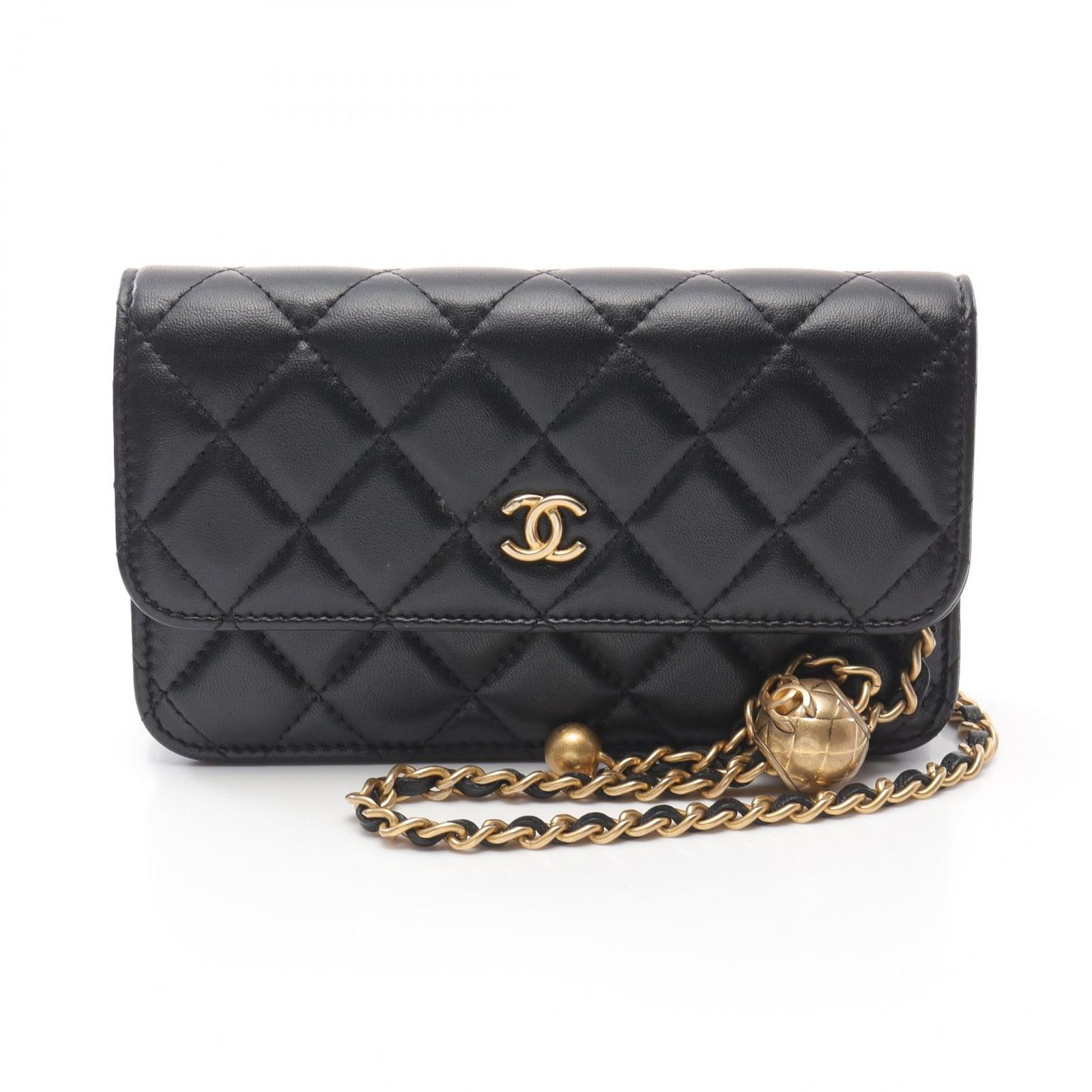 シャネル CHANEL ショルダーバッグ マトラッセ AP3071 ブラック ラムスキン 羊革 マトラッセ フォンショルダー レディース Used A