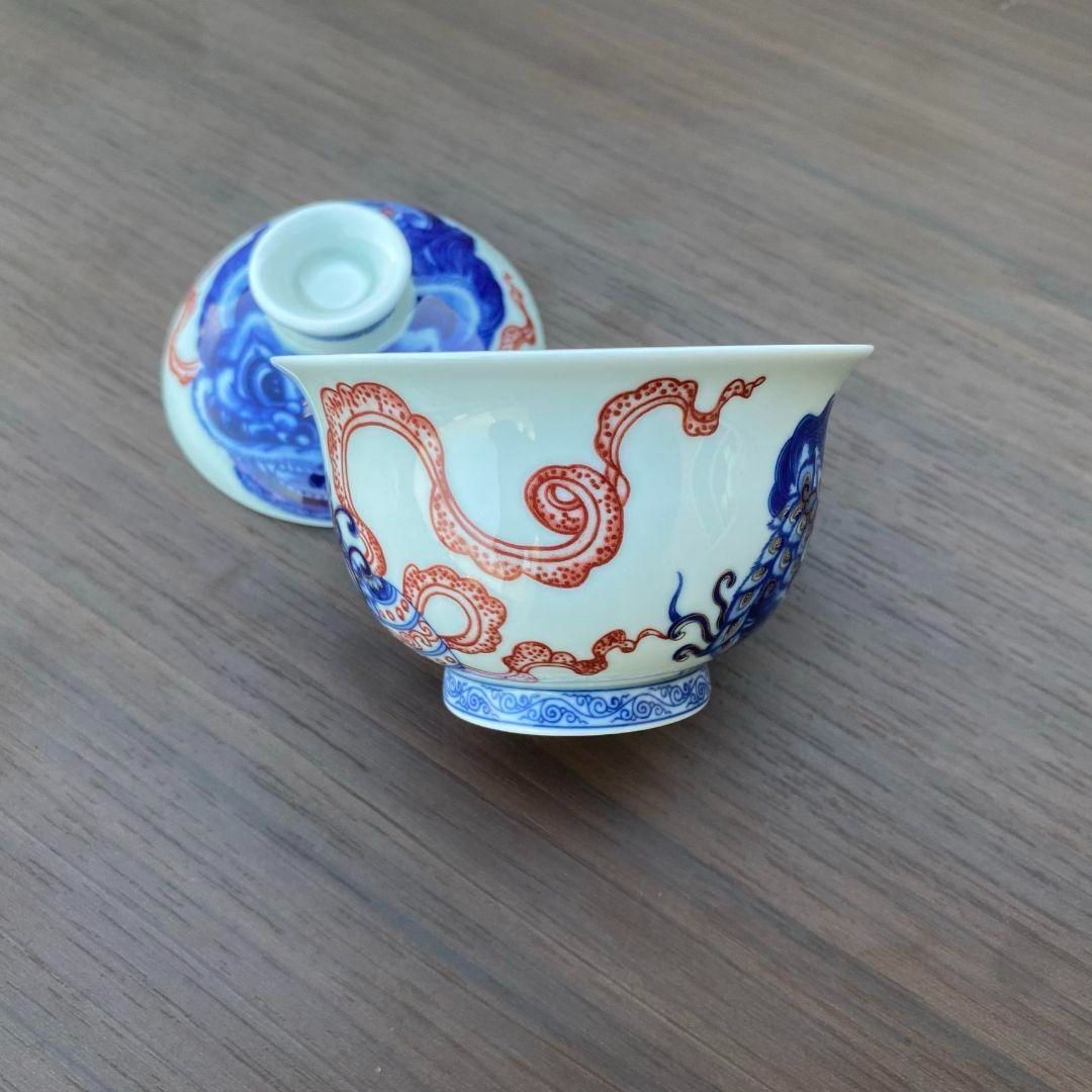 青花釉里紅祥龍三才蓋碗 中国茶器 景徳镇 蓋付き茶器 飲茶食器 煎茶具 未使用品 青花釉里紅祥龍三才蓋碗 中国茶器 景徳镇 蓋付き茶器 飲茶食器