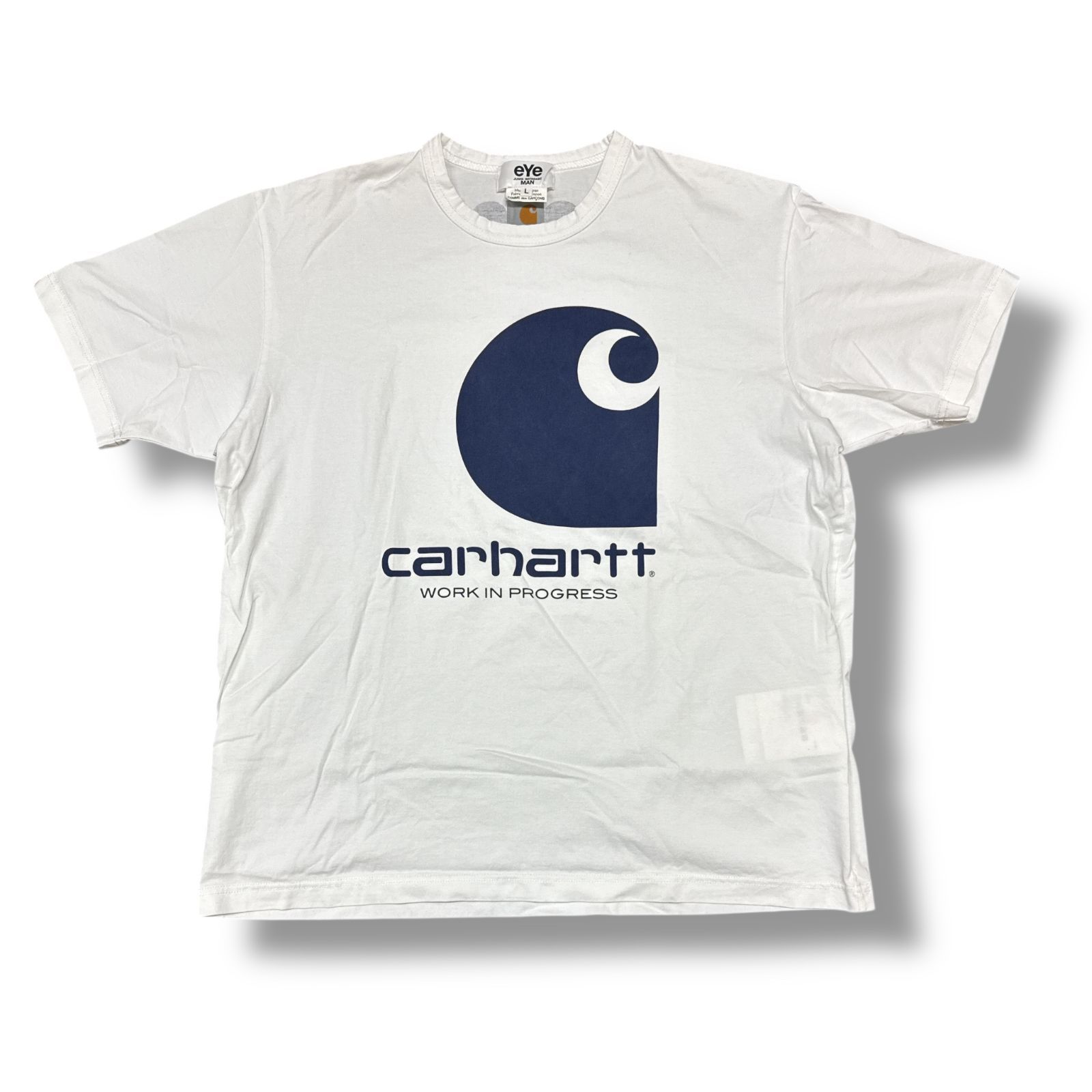 コラボ♪【Junya Watanabe】xCarhartt プリントコットン Tシャツ Junya Watanabe MAN x Carhartt ロゴ Tシャツ | ブラック