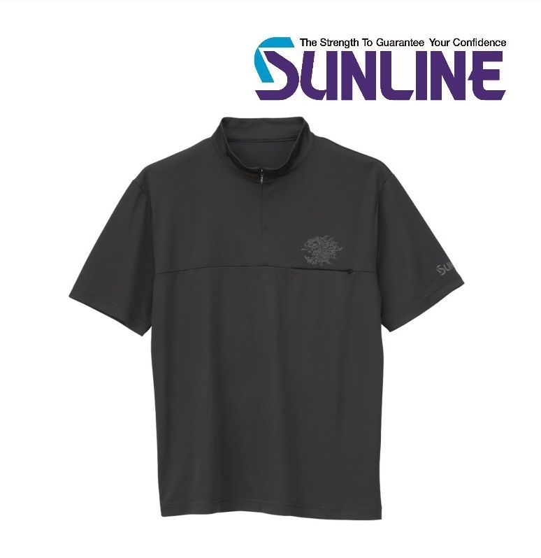 サンラインSUNLINE獅子ジップシャツ（半袖）SUW-04216CWブラック